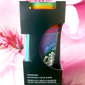 NEW Starbucks Cold Color-Changing Cups 5 Cups, Lids, & Straws Never Used In Box